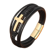 Pulseira Masculina de Couro - Cruz Sagrada - Empório Spartacus