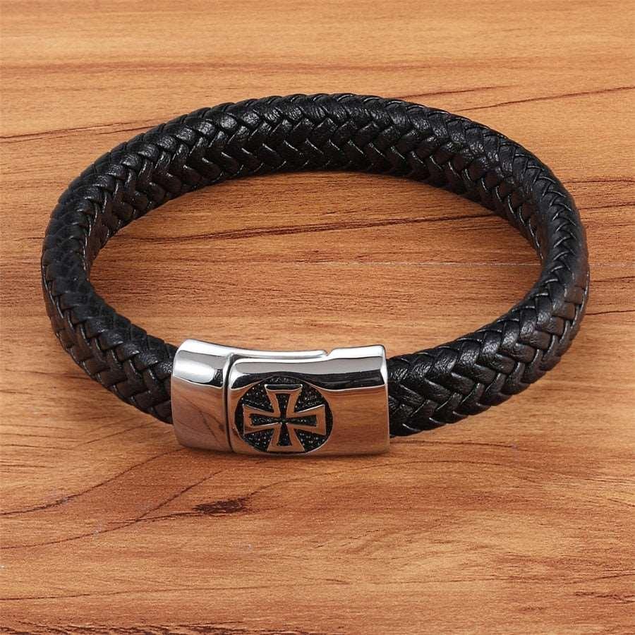 Pulseira Masculina de Couro Cruzada Invicta - Empório Spartacus