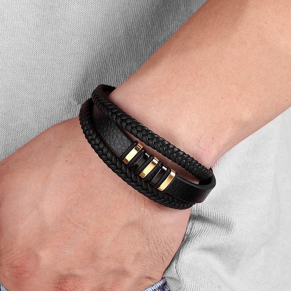 Pulseira Masculina de Couro Leather Thunder - Empório Spartacus