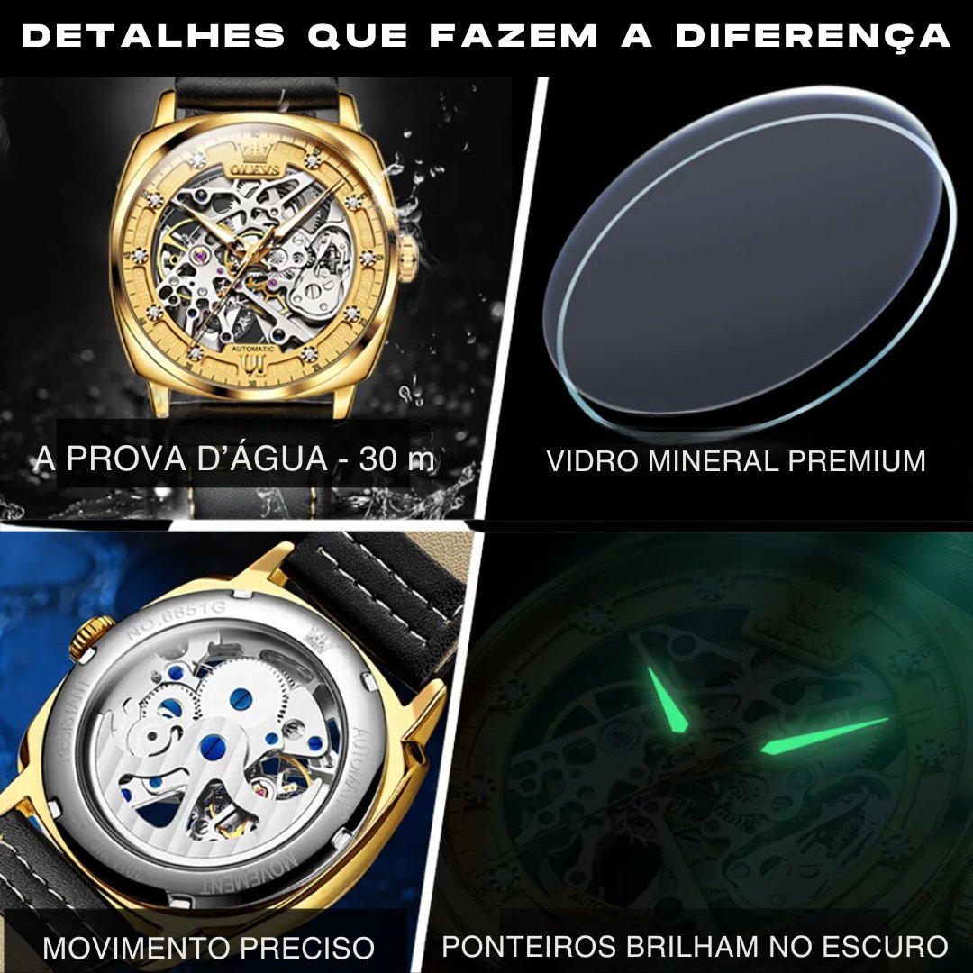 Relógio Automático Mecânico Masculino OLEVS Modelo Chronos - Empório Spartacus