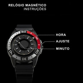 Relógio Magnético Masculino - Pulseira em Silicone - Modelo Saturno - Empório Spartacus