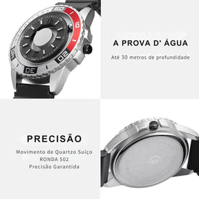 Relógio Magnético Masculino - Pulseira em Silicone - Modelo Saturno - Empório Spartacus