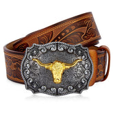 Cinto Country Bison Denim Couro Legítimo - Modelo Rodeo King Belt - Empório Spartacus